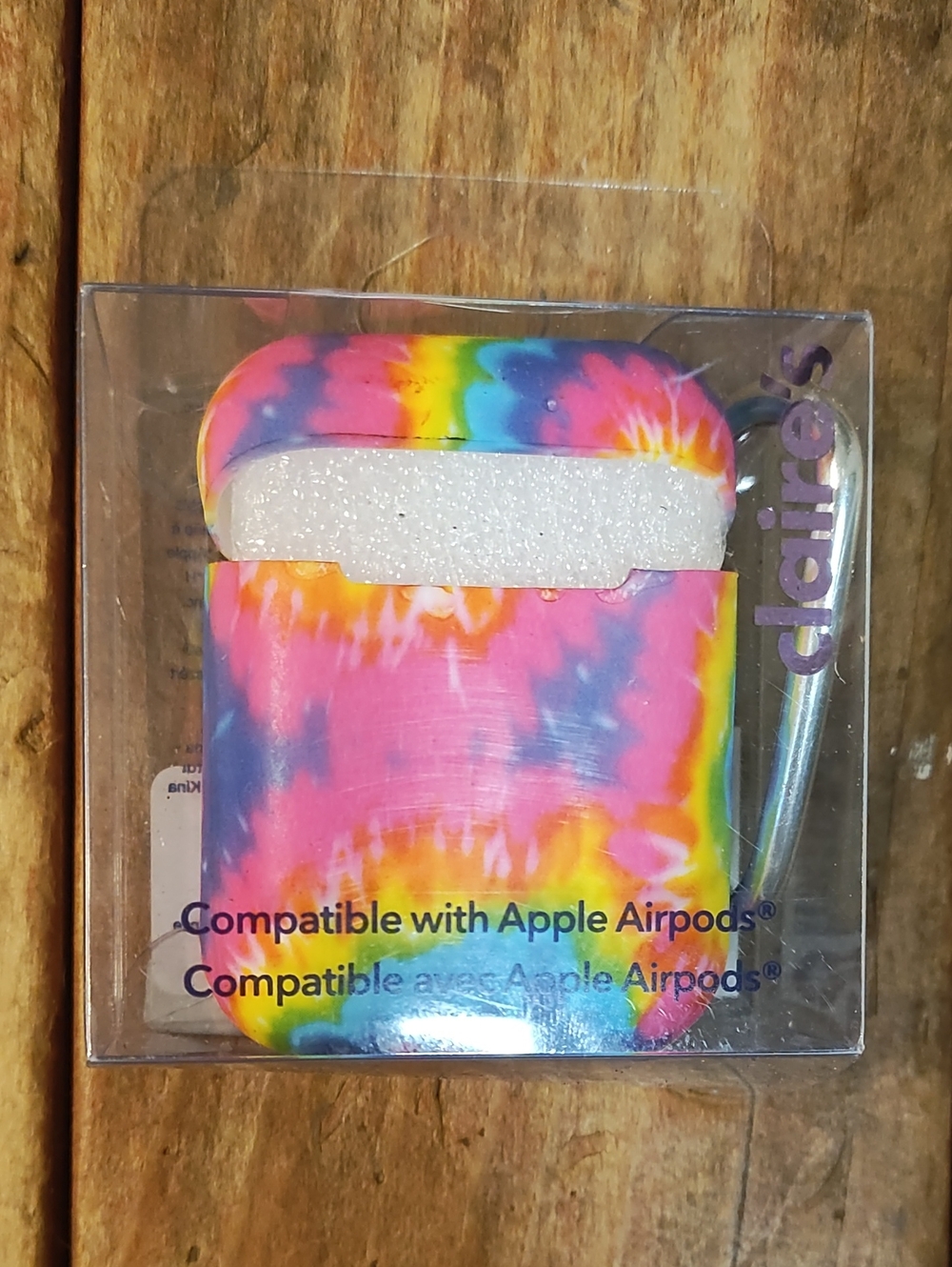 Claire's Tie-Dye Rainbow Pink Silicone AirPods Case Cover
